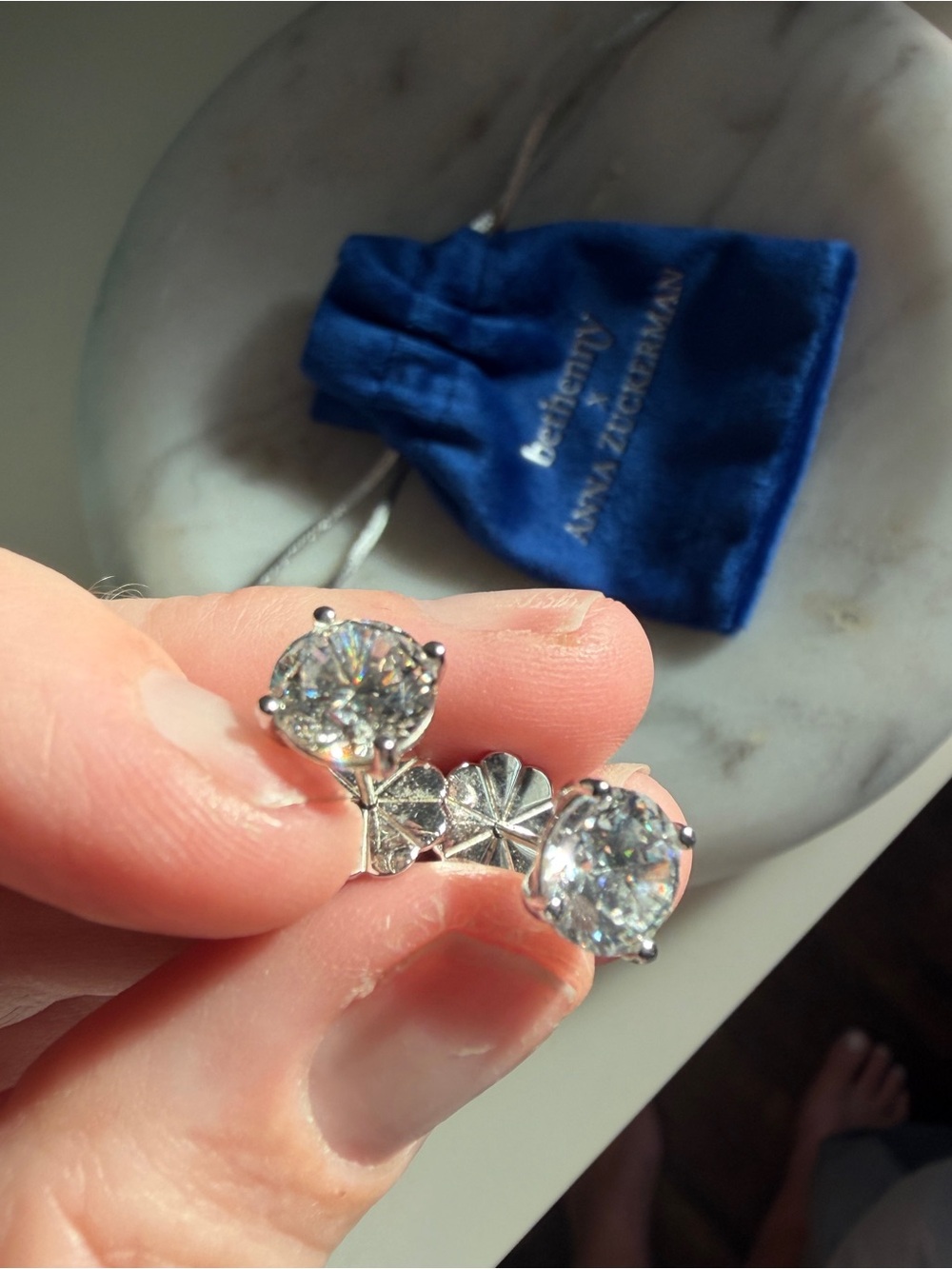Bethenny Frankel x Anna Zuckerman Just Like Diamonds 4 Carat Studs in platinum - Picture 2 of 7